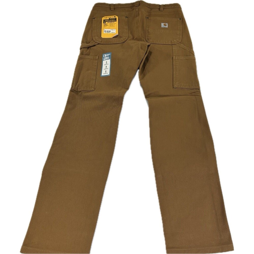 Carhartt Womens Rugged Flex Work Pants 8 Tall Brown Relaxed Fit Double Front